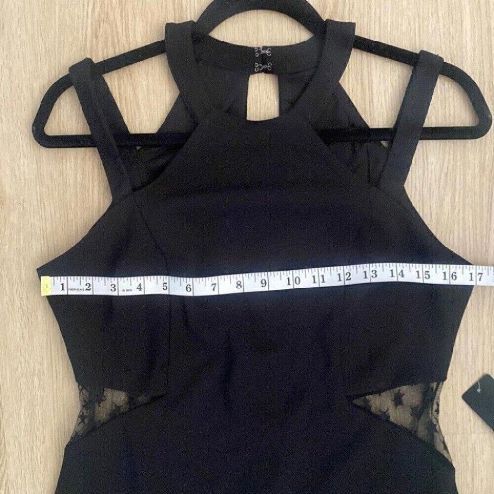 Bebe Black Star Mesh Mini Dress Harness Bodycon Whimsigoth Gothic 8 - Picture 10 of 16